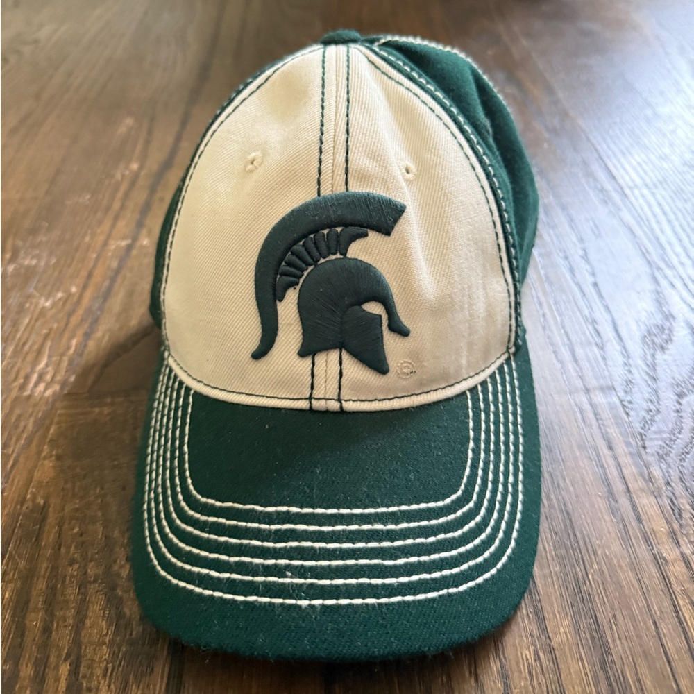 Michigan State Green and White Cap with Spartan Logo